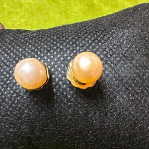 Fresh water Gold Pearl Stud Earrings gold plated